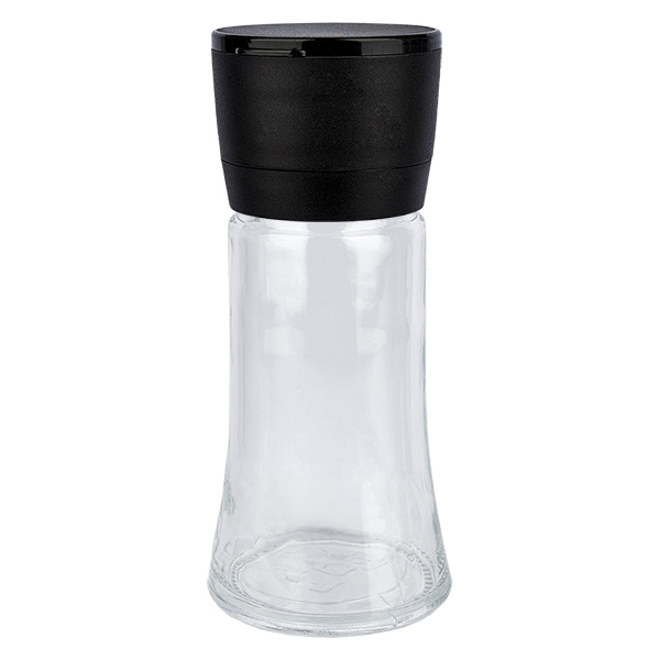 Salz-/Gewürzglas 95ml mit Mühle (grob) schwarz Salz-/Gewürzglas 95ml mit Mühle (grob) schwarz