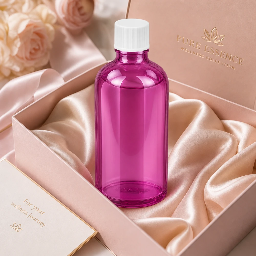 100ml Flasche 11mm Schraubverschluss weiss Standard PurpleLine UT18/100 Nachhaltige 100ml Glasflasche PurpleLine für umweltbewusste Verpackung von Bio Kosmetik Produkten