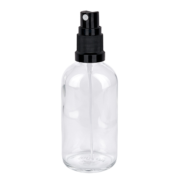 100ml Sprayflasche schwarz/transparent Standardverschluss ClearLine UT18/100 ClearLine Glassprayflasche 100ml transparent schwarz ideal für Parfum und Lotionen