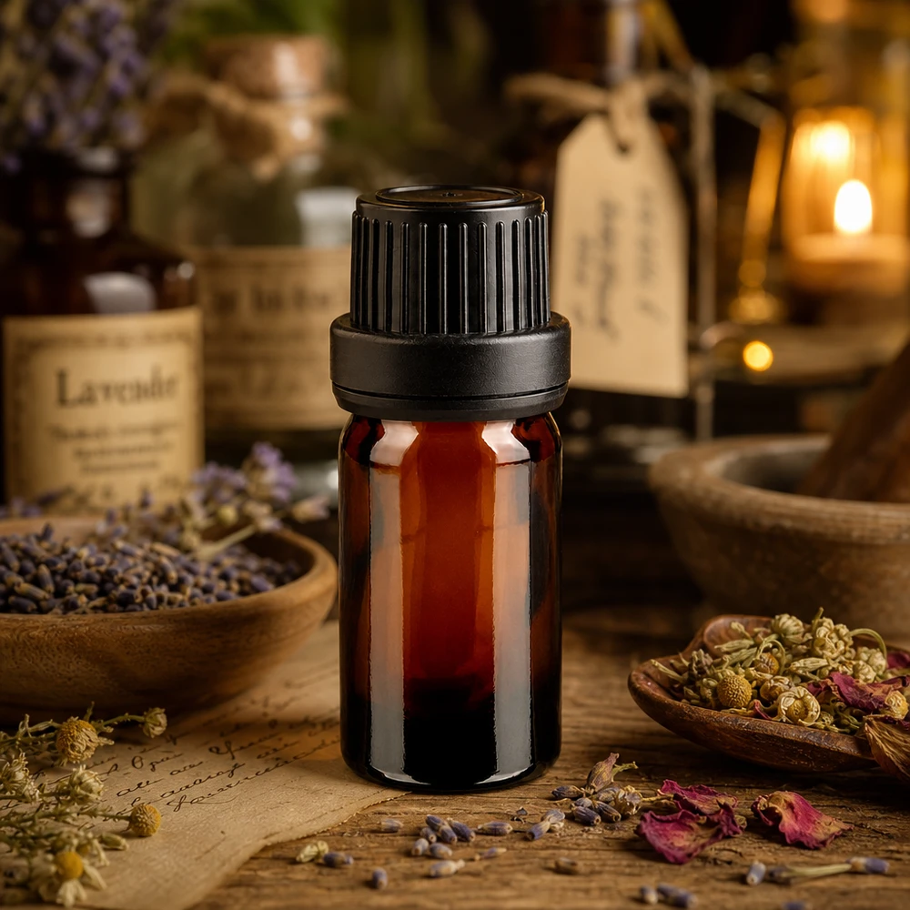 Apothekenflasche braun 5ml Schraubverschluss schwarz Dichteinlage Originalitätsverschluss Handliche 5ml Braunglasflasche mit originalversiegeltem Schwarzverschluss für Pflanzenauszüge