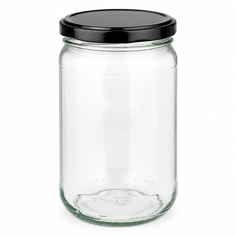 305ml Rundglas mit BasicSeal Deckel schwarz UNiTWIST 305ml Rundglas mit schwarzem BasicSeal Deckel UNiTWIST - leeres Glasgefäß für Konserven und Aufbewahrung