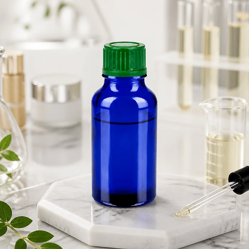 Sterile 20ml Glasflasche für Medizin und Chemie kobaltblau mit grünem 11mm Verschluss BlueLine UT18/20