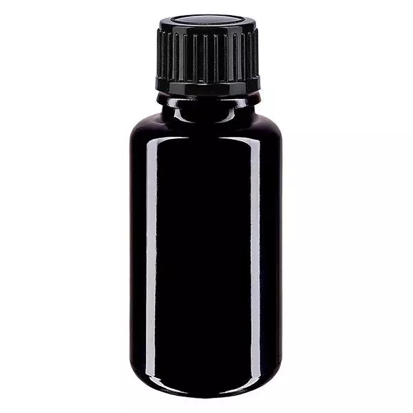 Apothekenflasche violett 20ml Tropfverschluss 1mm schwarz Standard