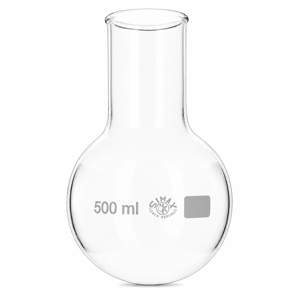 Rundkolben 500ml Weithals Chemiekolben 500ml rund mit weiter Öffnung perfekt für Stoffgemische und Lösungen