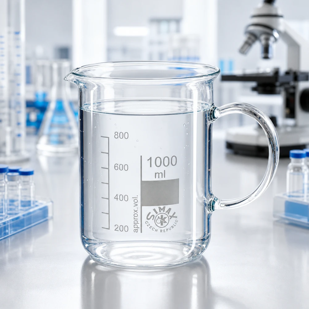 Becherglas 1000ml Borosilikatglas, mit Henkel Becherglas mit Henkel 1000ml Fassungsvermögen für chemische und biologische Laboranwendungen