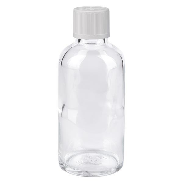 Apothekenflasche klar 50ml Schraubverschluss weiß Kindersicherung Standard