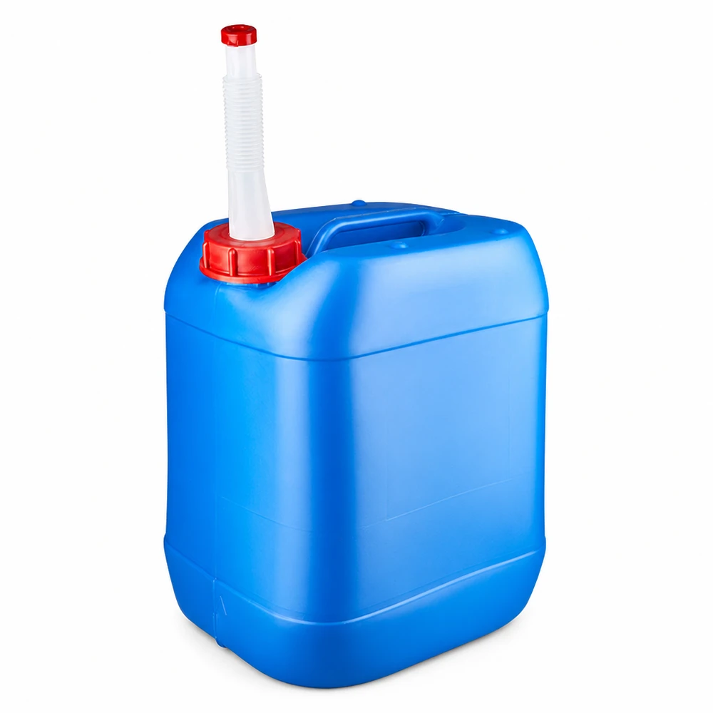 Kanister 20 Liter blau mit Auslaufrohr Flex Stapelbarer 20 Liter Kanister blau mit Flex-Rohr ideal für Wasser Benzin und Chemikalien