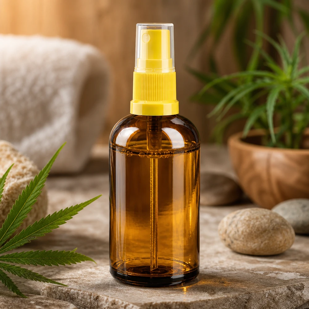 Praktische 100ml Pumpsprayflasche aus Braunglas mit sicherem Verschluss für unterwegs