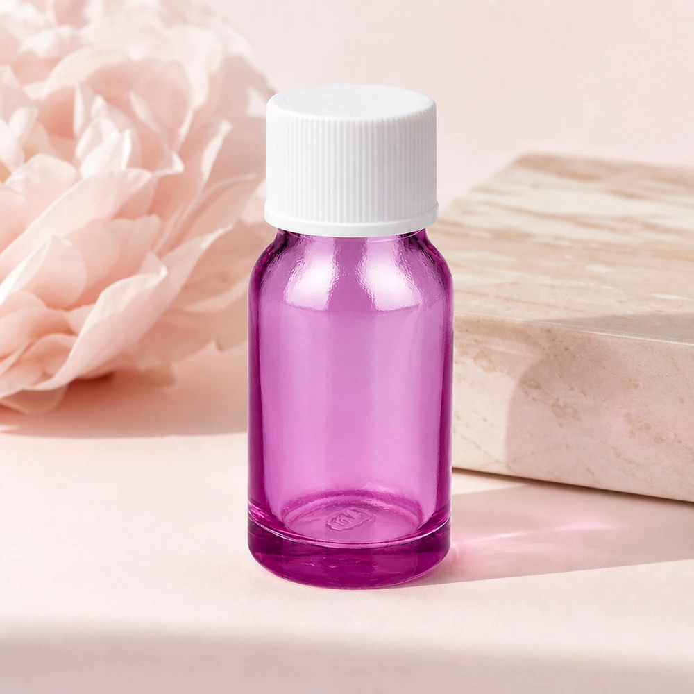 10ml Flasche 11mm Schraubverschluss weiss Standard PurpleLine UT18/10 Elegante 10ml Flasche in violettem Glas kombiniert Funktionalität mit ansprechendem Design