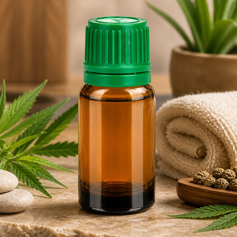 10ml Laborflasche aus braunem Schutzglas mit praezisem gruenen Verschlusssystem