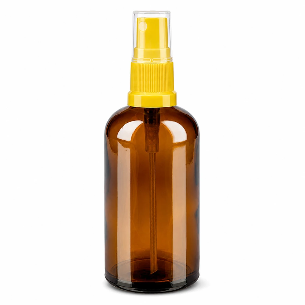 100ml Sprayflasche gelb/transparent Standardverschluss BrownLine UT18/100 Leere Sprayflasche 100ml braun transparent ideal für DIY Kosmetik und Reiniger