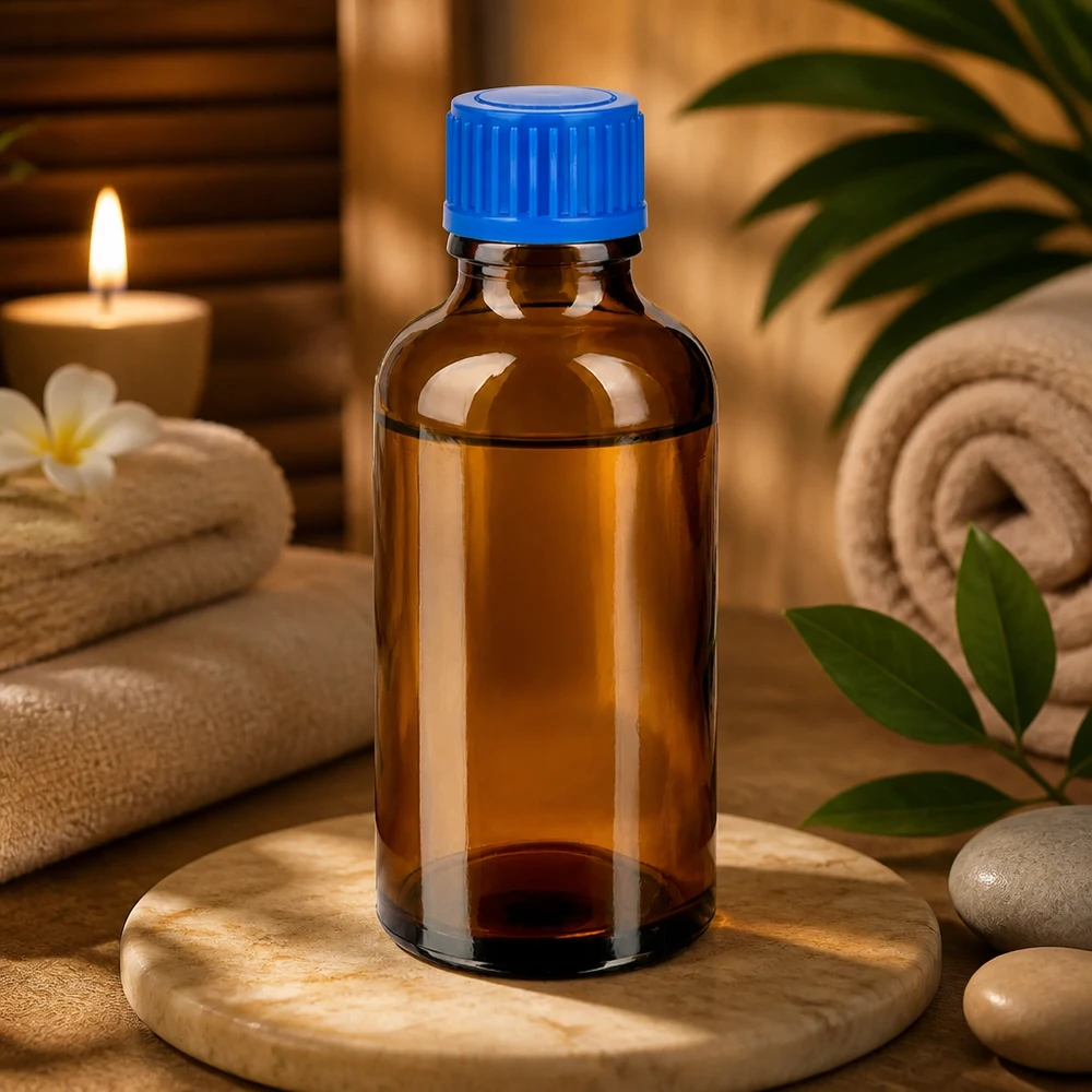 Robuste 50ml Glasflasche mit blauem Kunststoffverschluss für langfristige Lagerung