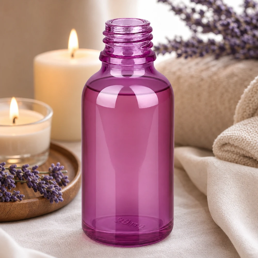 Elegante 30ml Apothekerflasche PurpleLine in trendigem Violett-Design für Naturkosmetik