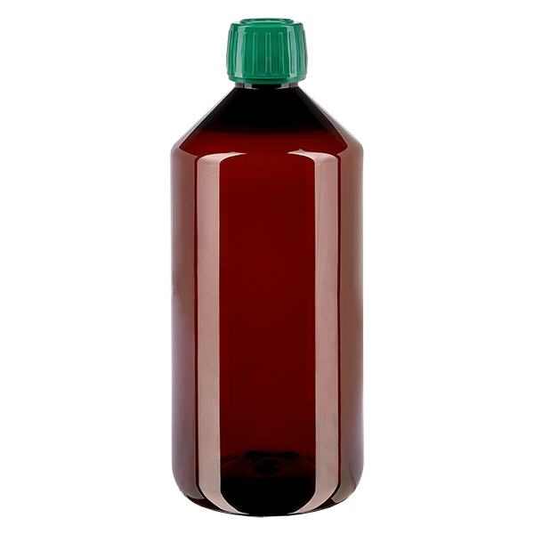 PET Flasche 1000ml mit grünem Verschluss Originalitätsverschluss