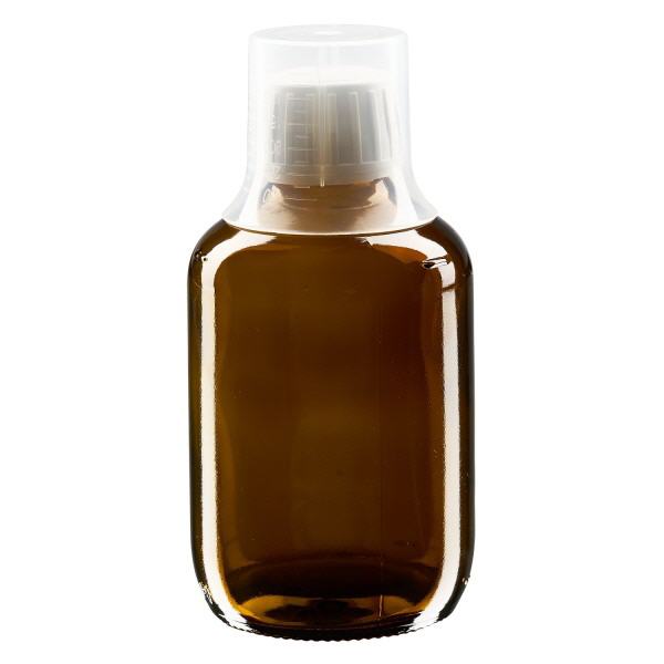 200ml Medizinflasche braun, Verschluss Originalitätsverschluss mit Dosierbecher 30ml ApoGlas 200ml Medizinflasche braun, Verschluss Originalitätsverschluss mit Dosierbecher 30ml ApoGlas