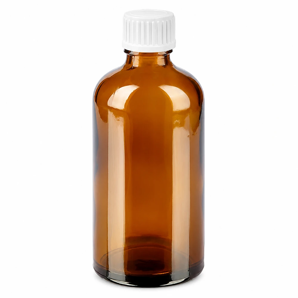 100ml Tropfflasche 0.9mm weiß Standardverschluss BrownLine UT18/100 Pharma Tropfflasche braun 100ml für ätherische Öle mit weißem Tropfaufsatz