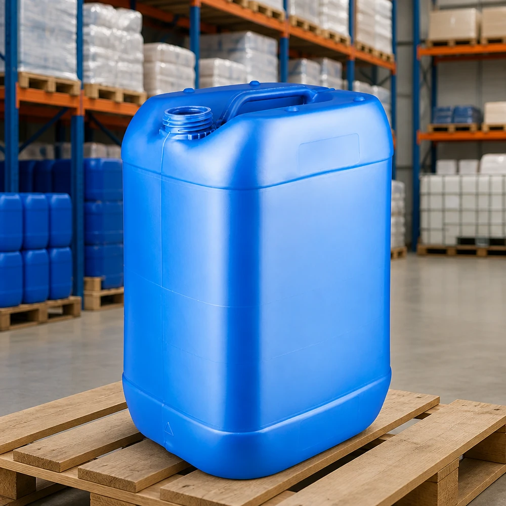 Kanister 25 Liter blau ohne Verschluss Blauer 25 Liter Kanister ohne Verschluss mit glatter Außenwand für Etikettierung geeignet
