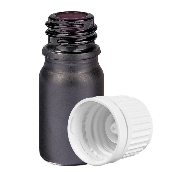5ml Flasche 11mm Schraubverschluss weiß Originalitätsverschluss BlackLine UT18/5 5ml Flasche 11mm Schraubverschluss weiß Originalitätsverschluss BlackLine UT18/5