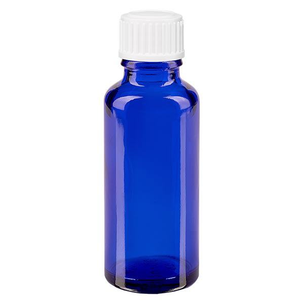 Apothekenflasche blau 30ml Schraubverschluss weiß Standard