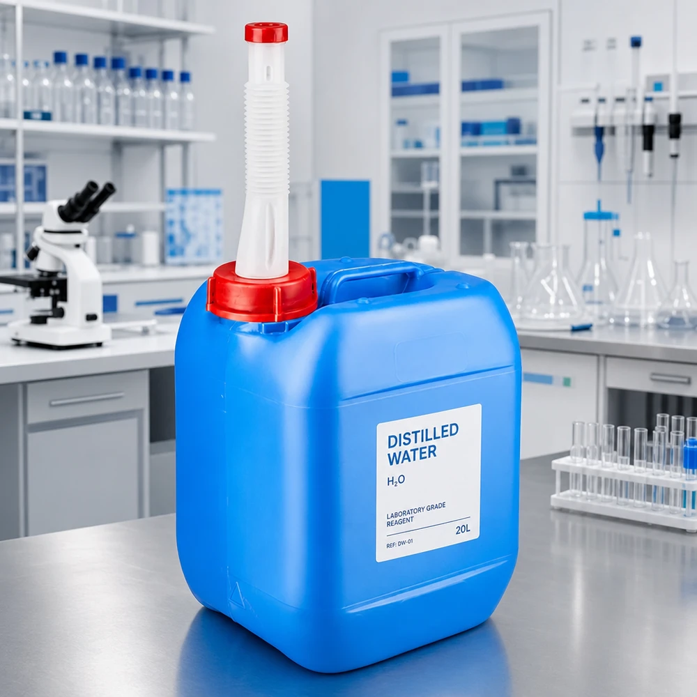 Kanister 5 Liter blau mit Auslaufrohr Flex Robuster Flüssigkeitskanister 5L mit Flex-Röhrchen ideal für Chemie und Laborgebrauch