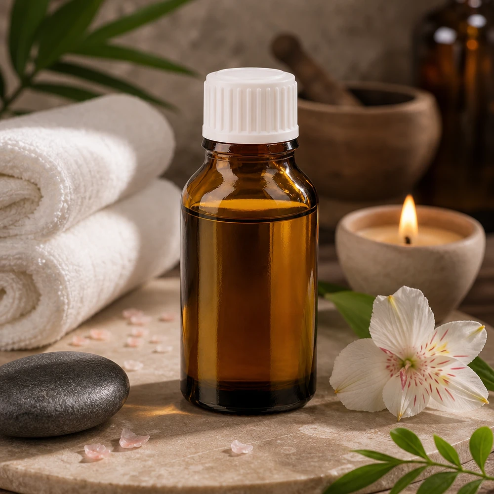 Hochwertige Apothekerflasche Braunglas 30ml weißer Kindersicherheitsverschluss Spa Ambiente