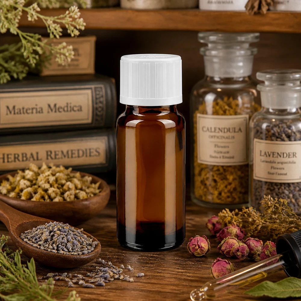 Apothekenflasche braun 10ml Tropfverschluss weiß Kindersicherung Standard Professionelle Braunglas-Tropfflasche 10ml mit KiSi-Verschluss für Aromatherapie und Naturheilkunde