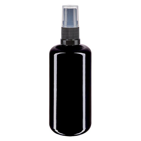 Apothekenflasche violett 200ml Sprayaufsatz schwarz Apothekenflasche violett 200ml Sprayaufsatz schwarz