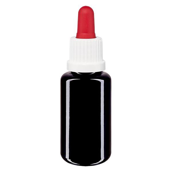 Apothekenflasche violett 20ml Pipette weiß/rot Originalitätsverschluss Apothekenflasche violett 20ml Pipette weiß/rot Originalitätsverschluss