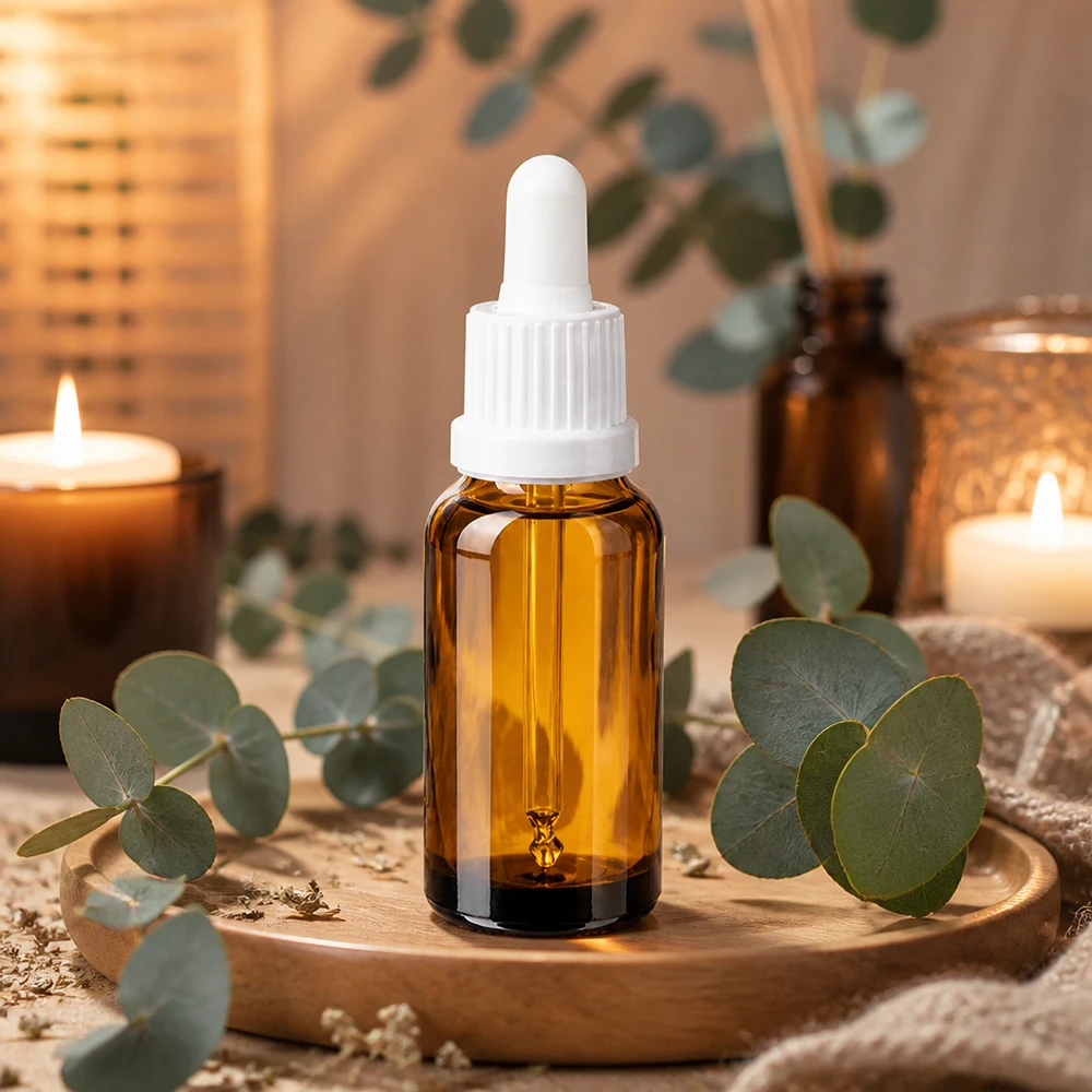 Lichtschutz-Glasflasche 20ml mit weißem Pipettenverschluss - optimal für lichtempfindliche Öle