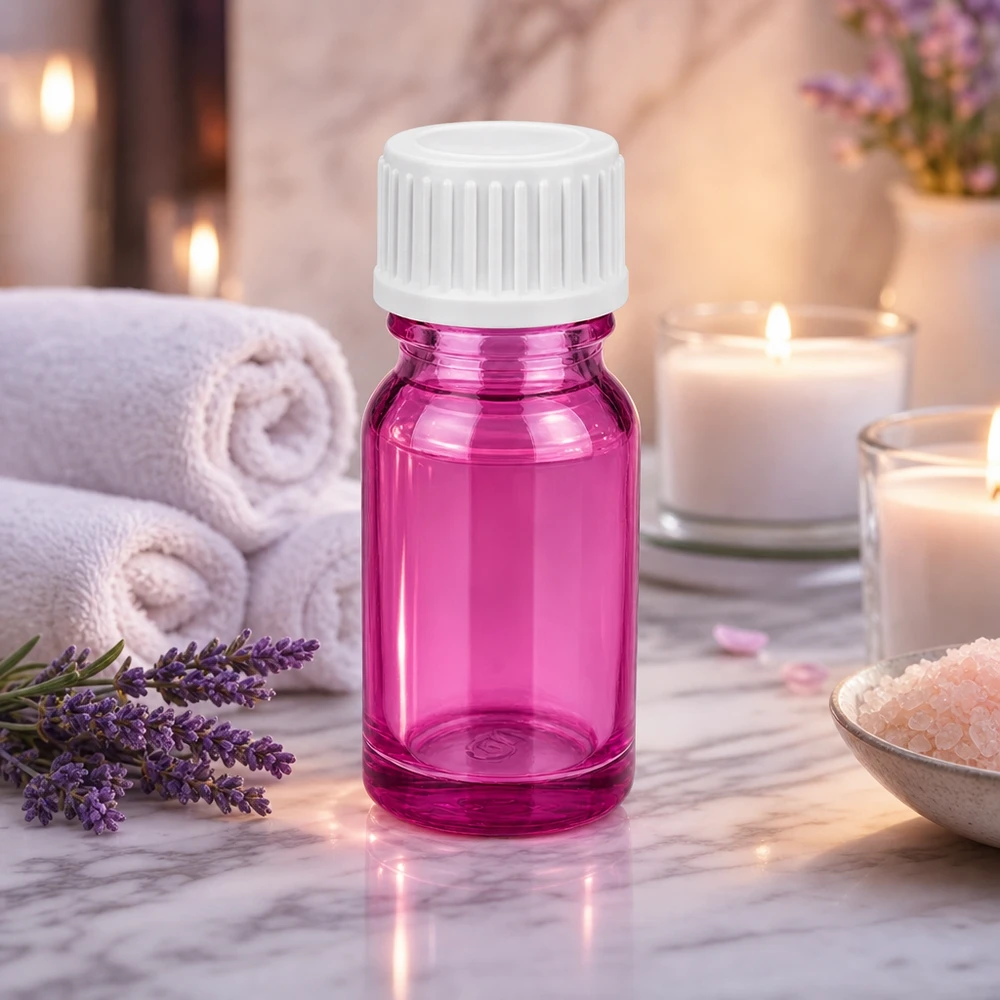 Elegante 10ml Violettglasflasche mit weißem Deckel perfekt für selbstgemachte Aromamischungen