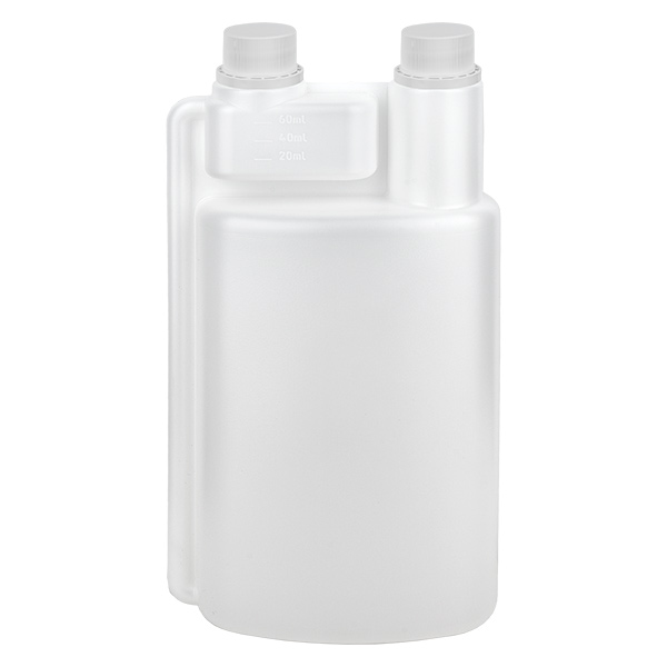 Dosierflasche 1000ml HDPE klar (60ml Dosierkammer) Dosierflasche 1000ml HDPE klar (60ml Dosierkammer)