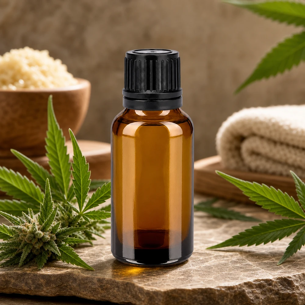 20ml Flasche 11mm Schraubverschluss schwarz Originalitätsverschluss BrownLine UT18/20 20ml BrownLine Flasche mit auslaufsicherem OV-Verschluss für Cannabis- und CBD-Produkte