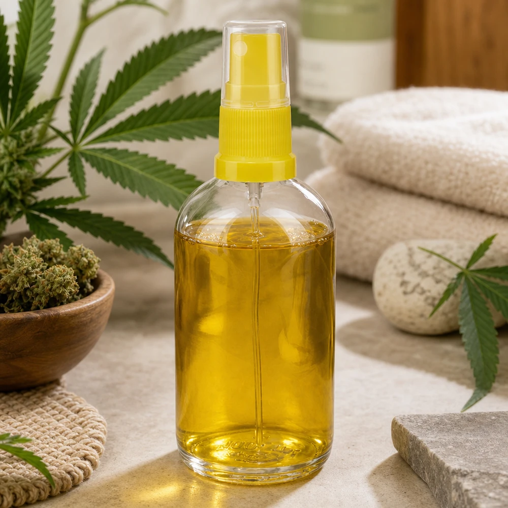 100ml Sprayflasche gelb/transparent Standardverschluss ClearLine UT18/100 Befüllbare 100ml Glasflasche ClearLine UT18 mit Sprühkopf für Naturöle