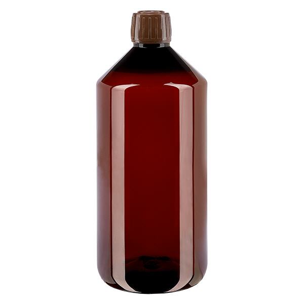 PET Flasche 1000ml mit braunem Verschluss Originalitätsverschluss PET Flasche 1000ml mit braunem Verschluss Originalitätsverschluss