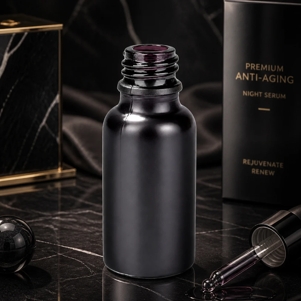 20ml Apothekerflasche BlackLine UT18/20 UNiTWIST Elegante schwarze 20ml Glasflasche mit UNiTWIST System - ideal für Luxus-Kosmetik und Apotheke