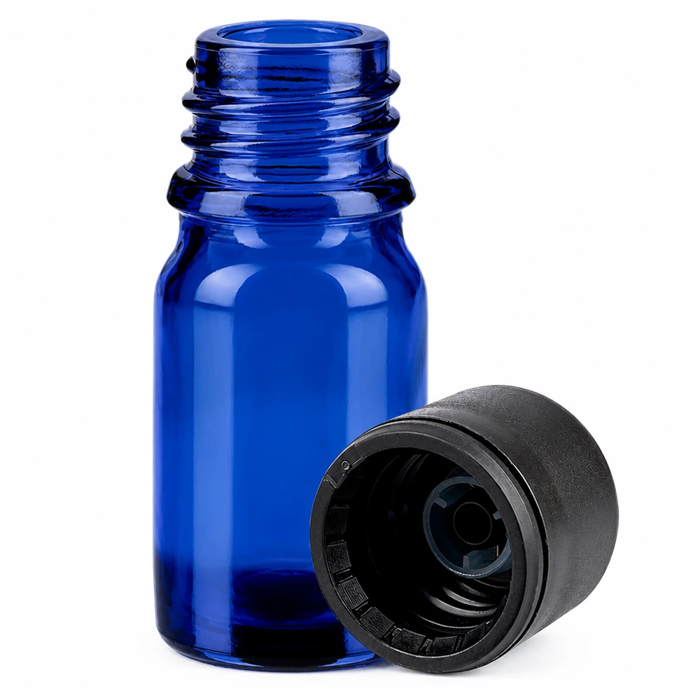 Professionelle 5ml Flasche aus blauem Glas mit Schraubgewinde für Medizin und Chemie