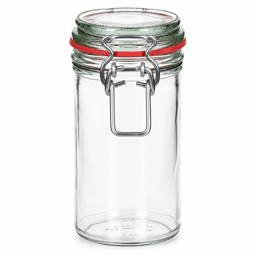272ml Vorratsglas mit Bügelverschluss und roter Dichtung - transparentes Einmachglas für Küche und Vorratshaltung