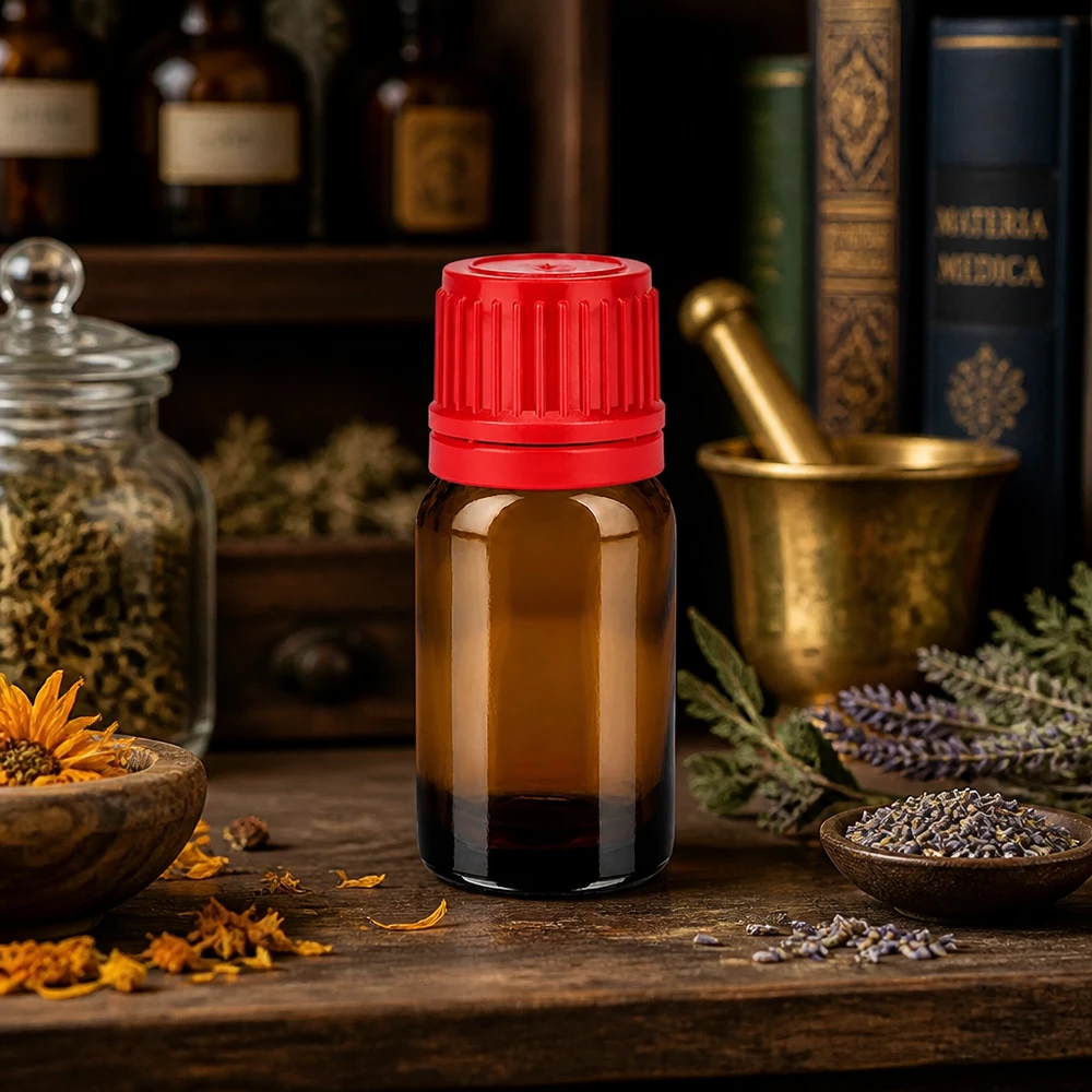 10ml Flasche 11mm Schraubverschluss rot Originalitätsverschluss BrownLine UT18/10 Lichtgeschützte 10ml Glasflasche braun mit roter Kappe für langanhaltende Qualität von Essenzen