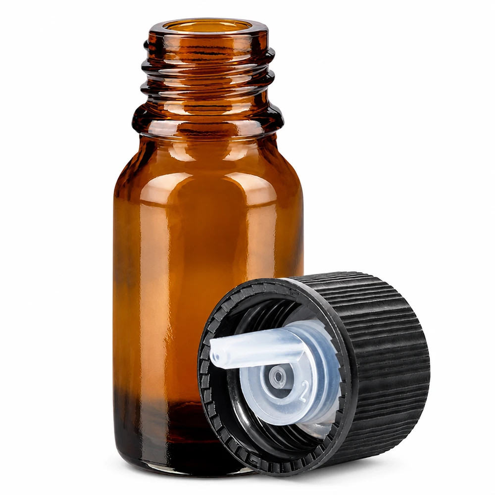 Professionelle Dosierflasche 10ml braunes Glas mit schwarzem Tropfverschluss für Laboranwendungen