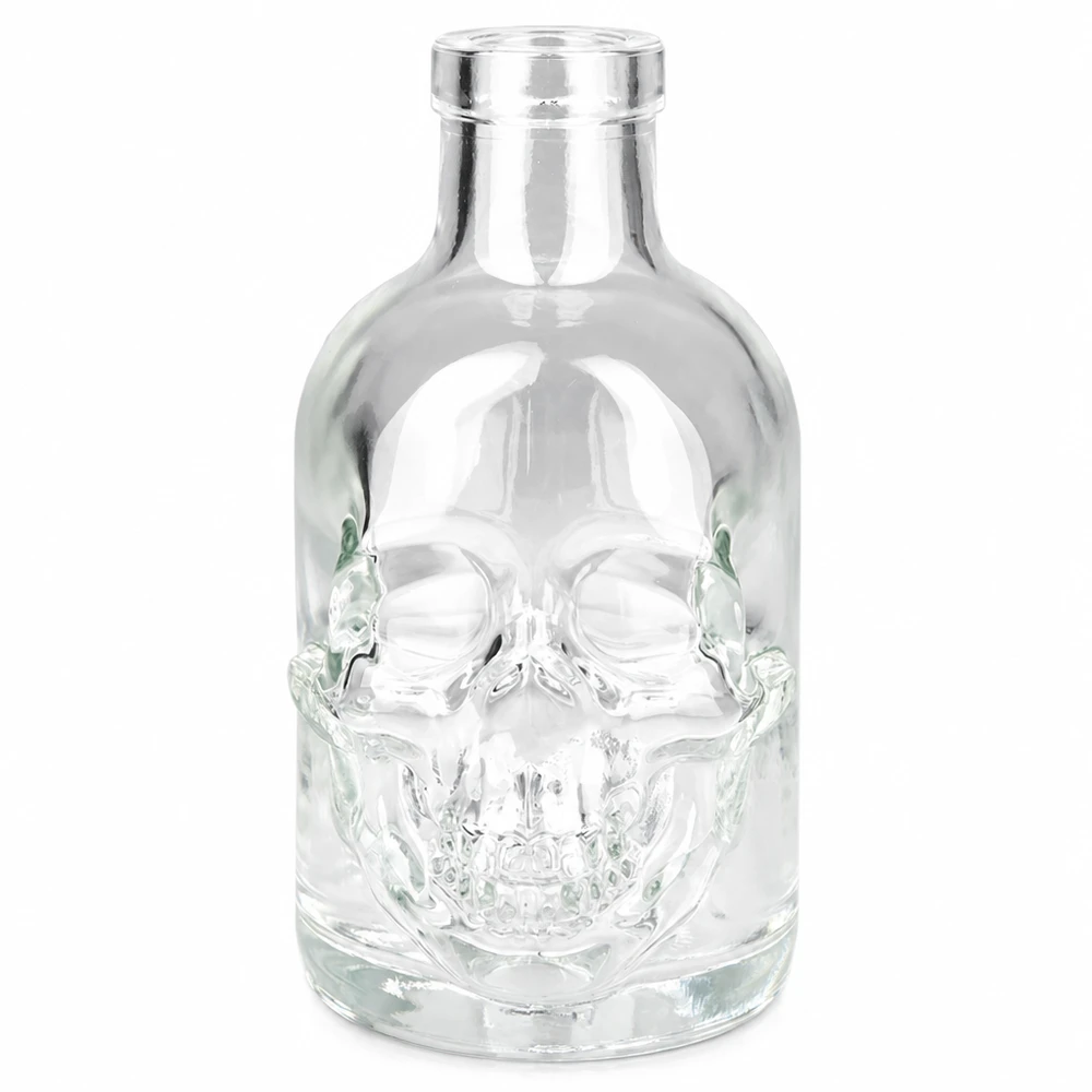 200ml Glasflasche "Jack" ohne Verschluss UNiTWIST 200ml Glasflasche Jack Totenkopf Design ohne Verschluss UNiTWIST transparent klar Spirituosen Flasche