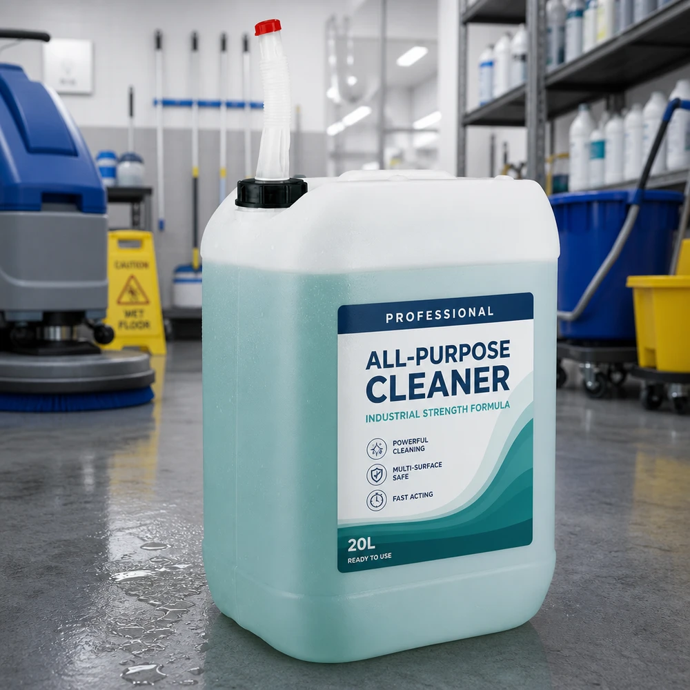 Stapelbarer 25 Liter UN-Kanister mit Flex-Auslaufrohr für chemische Reinigungskonzentrate