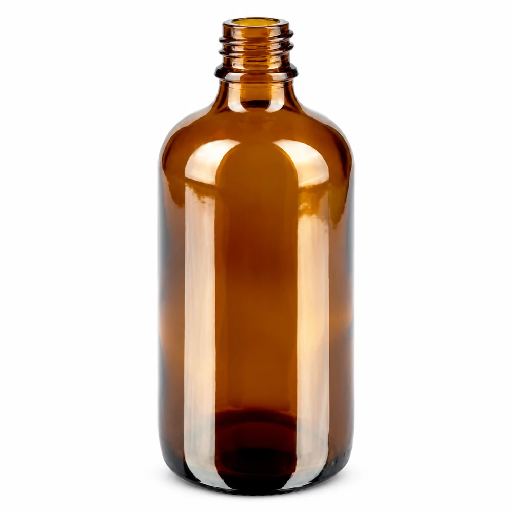 100ml Tropfflasche 0.9mm weiß Standardverschluss BrownLine UT18/100 Lichtgeschützte 100ml Tropfflasche aus braunem Glas mit weißem Dosieraufsatz 0.9mm
