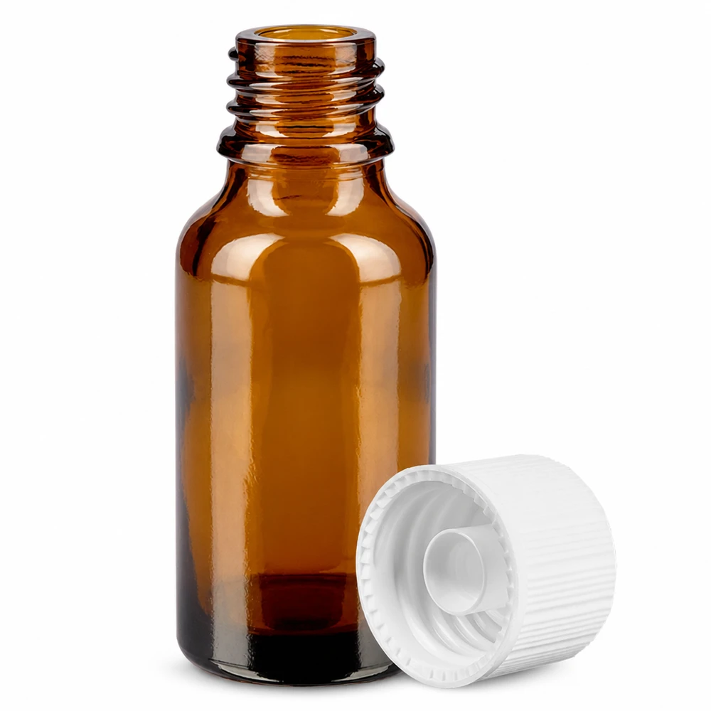 20ml Flasche 11mm Schraubverschluss weiß Standard BrownLine UT18/20 Professionelle 20ml Flasche aus getöntem Glas mit kindersicherem Verschluss für den Laborbereich