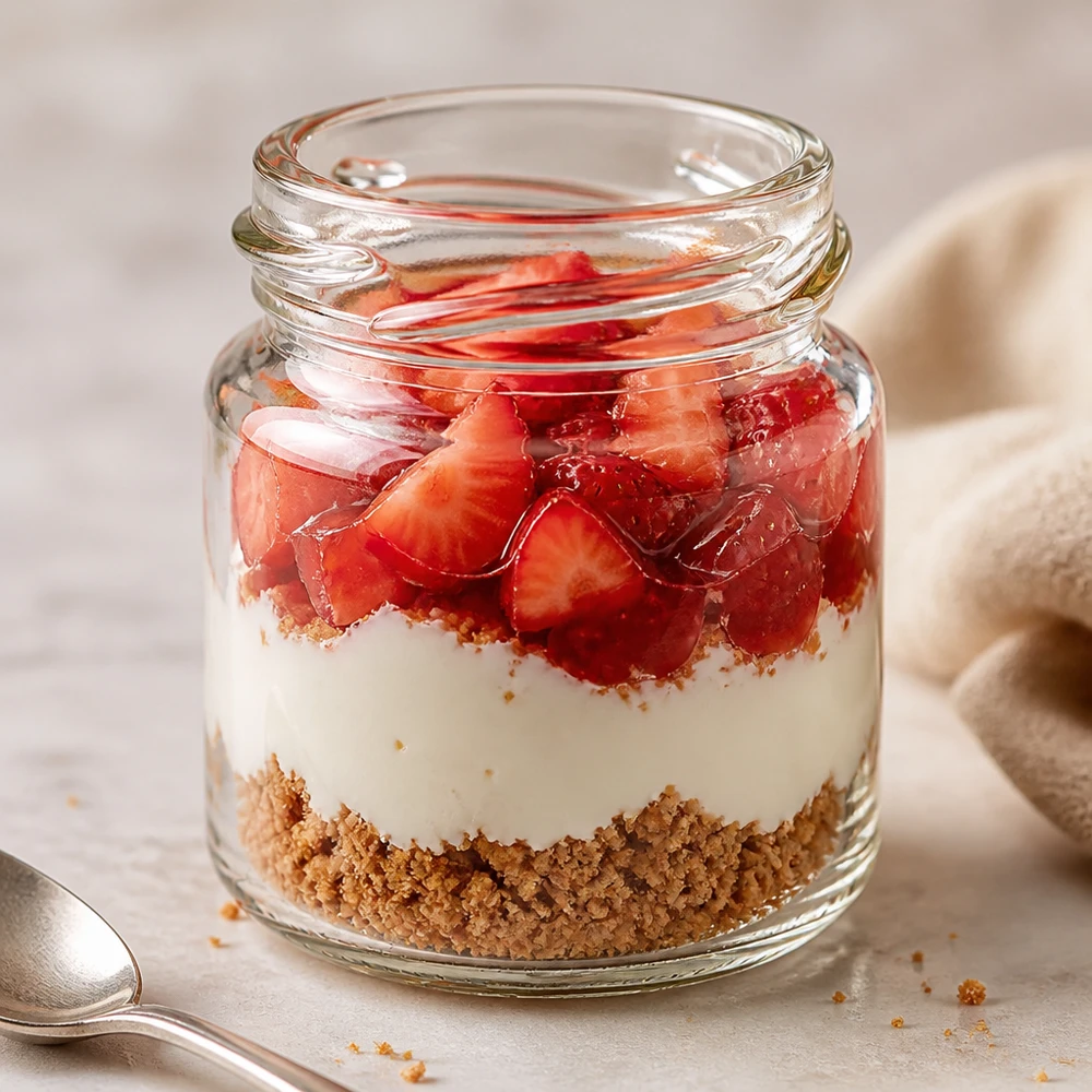 53ml Rundglas ohne Deckel (TO43) UNiTWIST Runda53 Rundglas 53ml TO43 als stilvolles Dessertglas für Cheesecake im Glas serviert