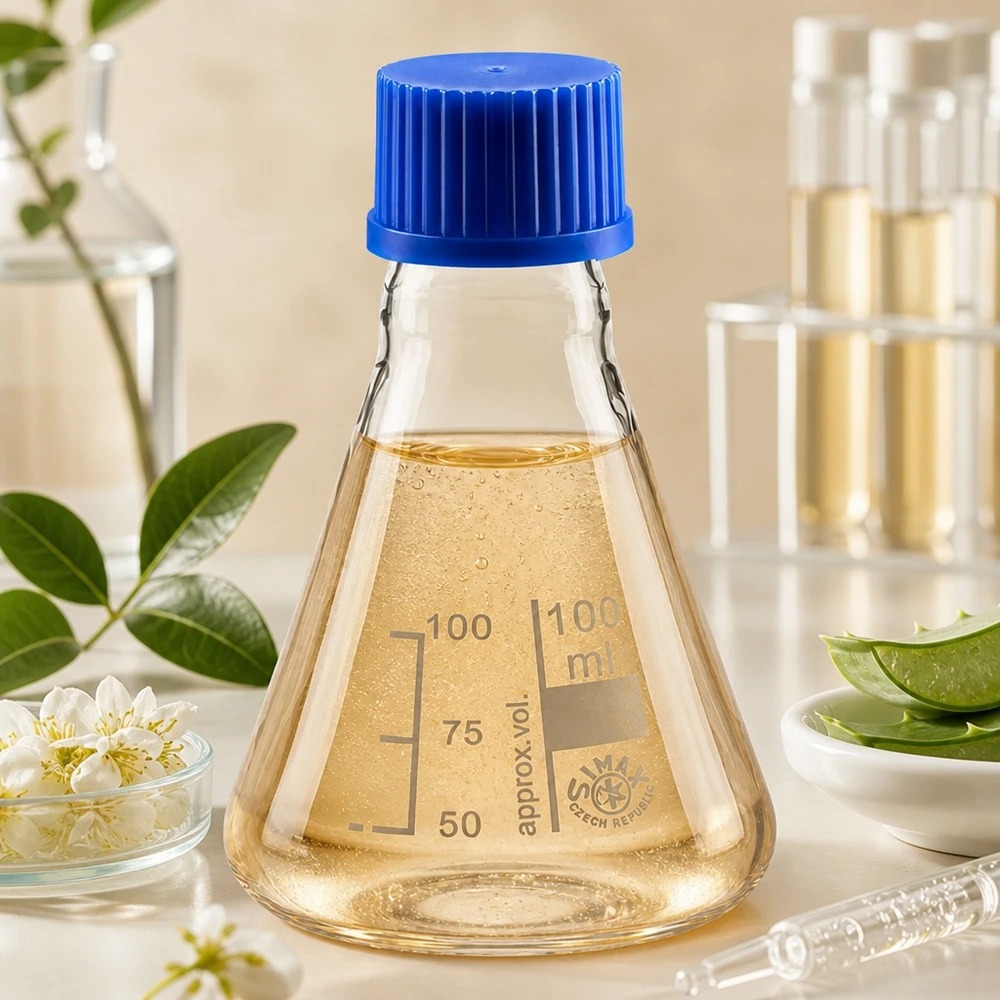 Glaskolben 100ml mit blauer Kappe perfekt für Mischungen und Reaktionen im Labor