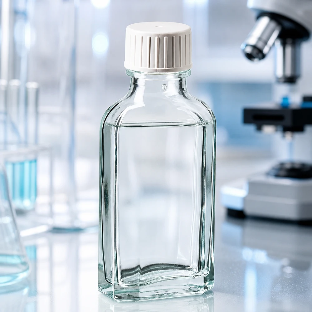 50 ml Meplat klar Schraubverschluss mit Giessring Kompakte Schraubverschlussflasche 50 ml klar mit Gießring für Flüssigkeiten und Öle