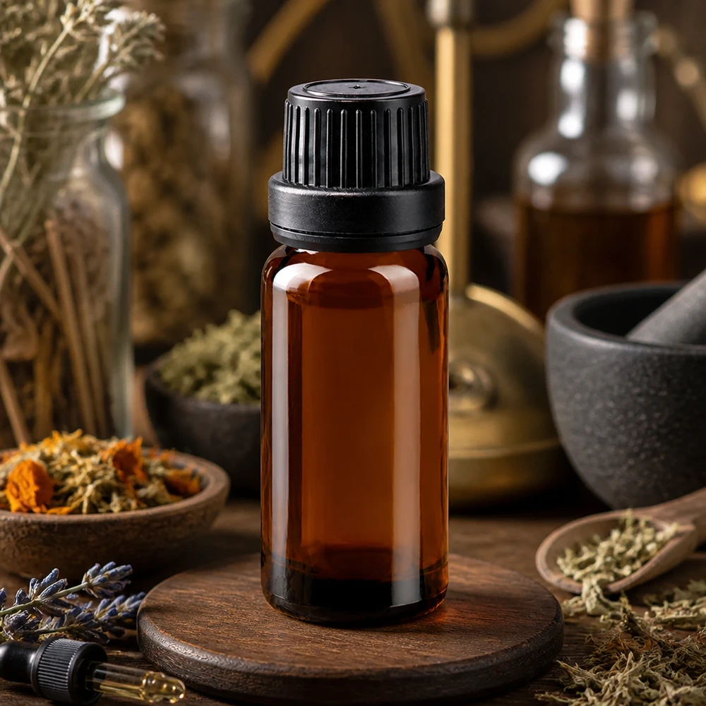 Apothekenflasche braun 10ml Tropfverschluss Giessring 2mm schwarz Originalitätsverschluss Dunkle 10ml Tropfflasche aus UV-Schutzglas mit schwarzem Originalitätsverschluss und 2mm Einsatz