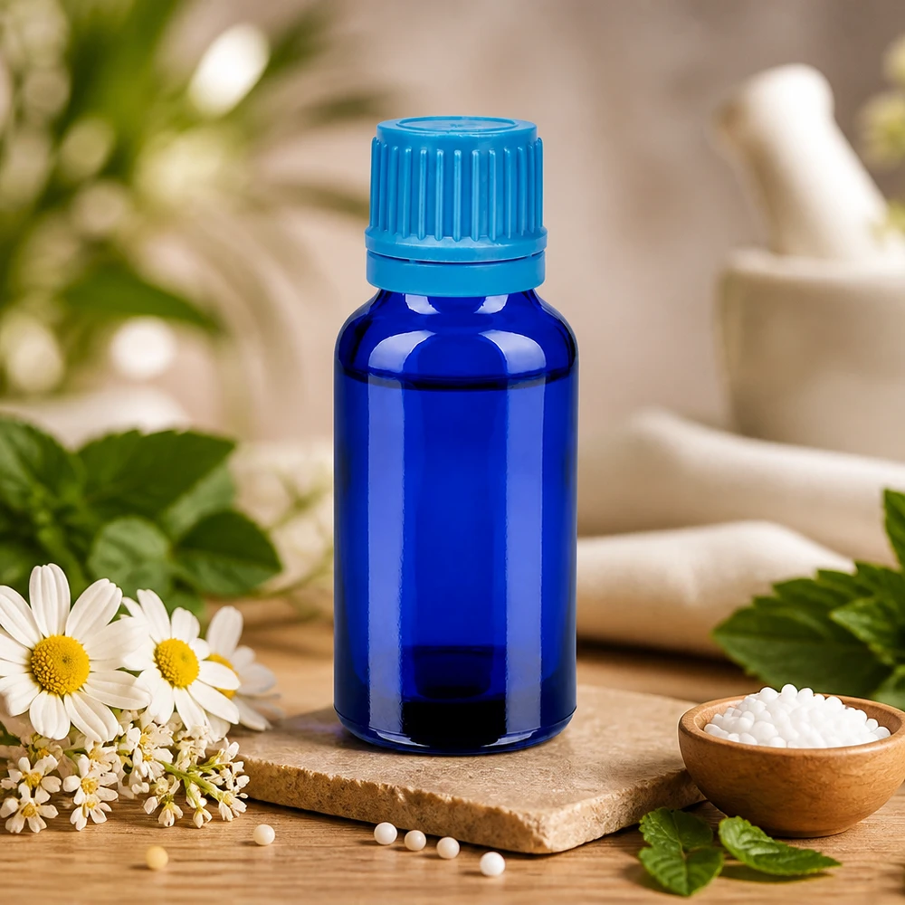 20ml Flasche 11mm Schraubverschluss blau Originalitätsverschluss BlueLine UT18/20 Wiederverschließbare 20ml Glasflasche in Apothekerqualität für Kräuterextrakte und Tinkturen