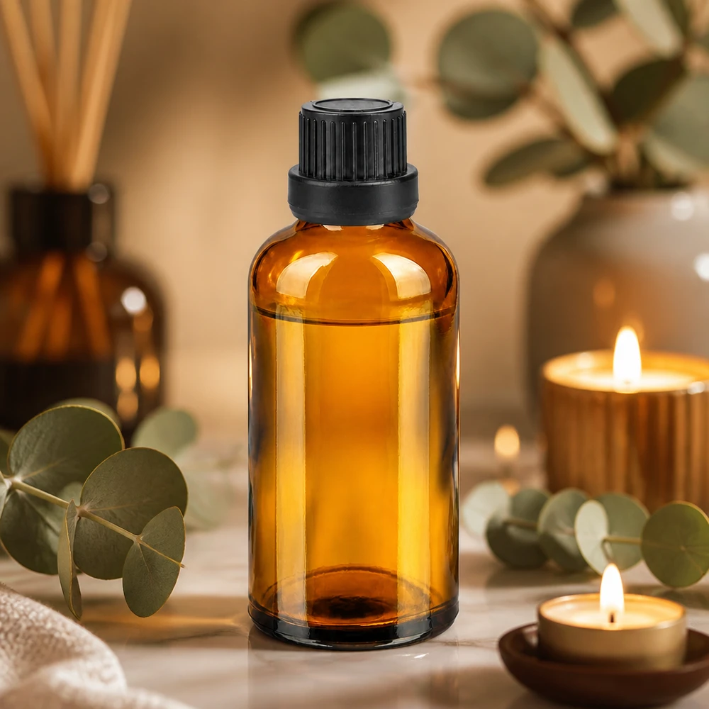 Professionelle Glasverpackung 50ml braun mit schwarzem Verschluss für Labor und Kosmetikindustrie