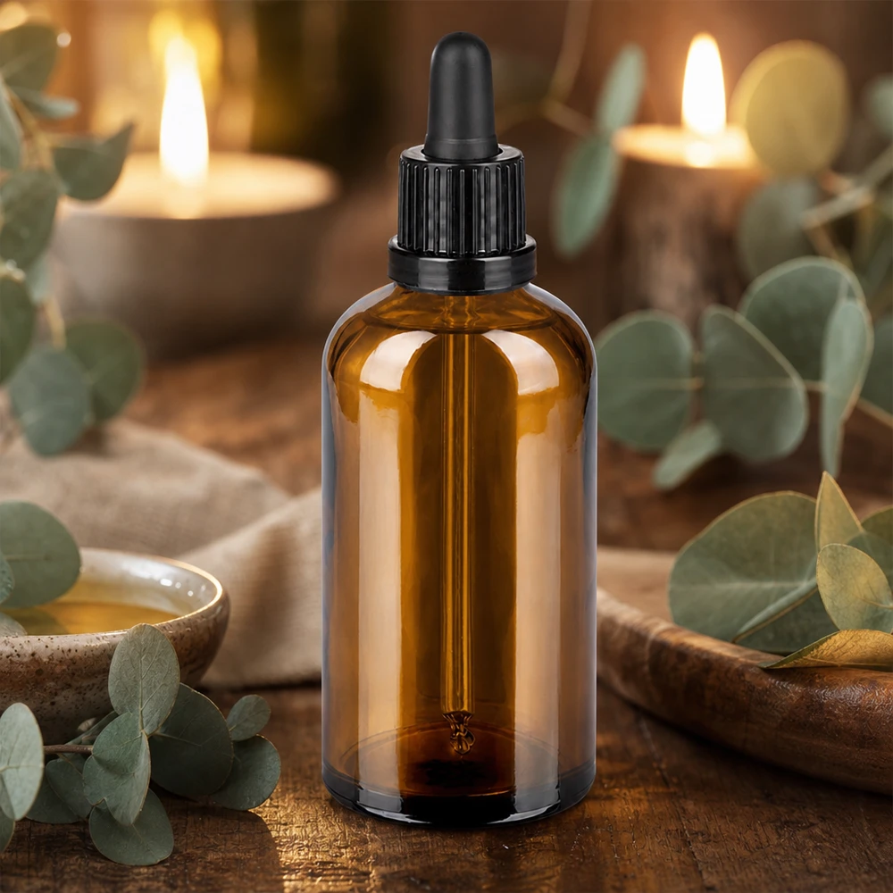 Apothekerflasche 100ml braun mit schwarzem Tropfverschluss für Tinkturen und Extrakte